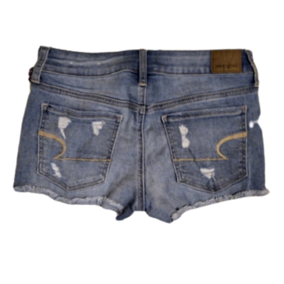 American Eagle Distressed Shortie Denim Jean Shorts, Size: 4 - Picture 2 of 9